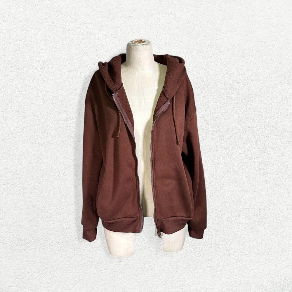 SheIn Zip Up Jacket in Brown